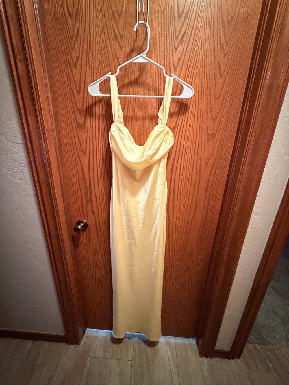 Princess Polly Pale Yellow Maxi Dress with Draped Neckline